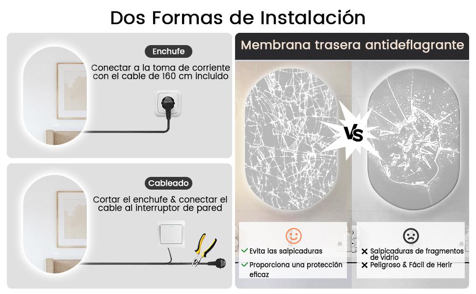 Espejo antiniebla para pared