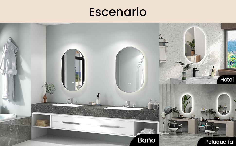 Espejo de pared iluminado