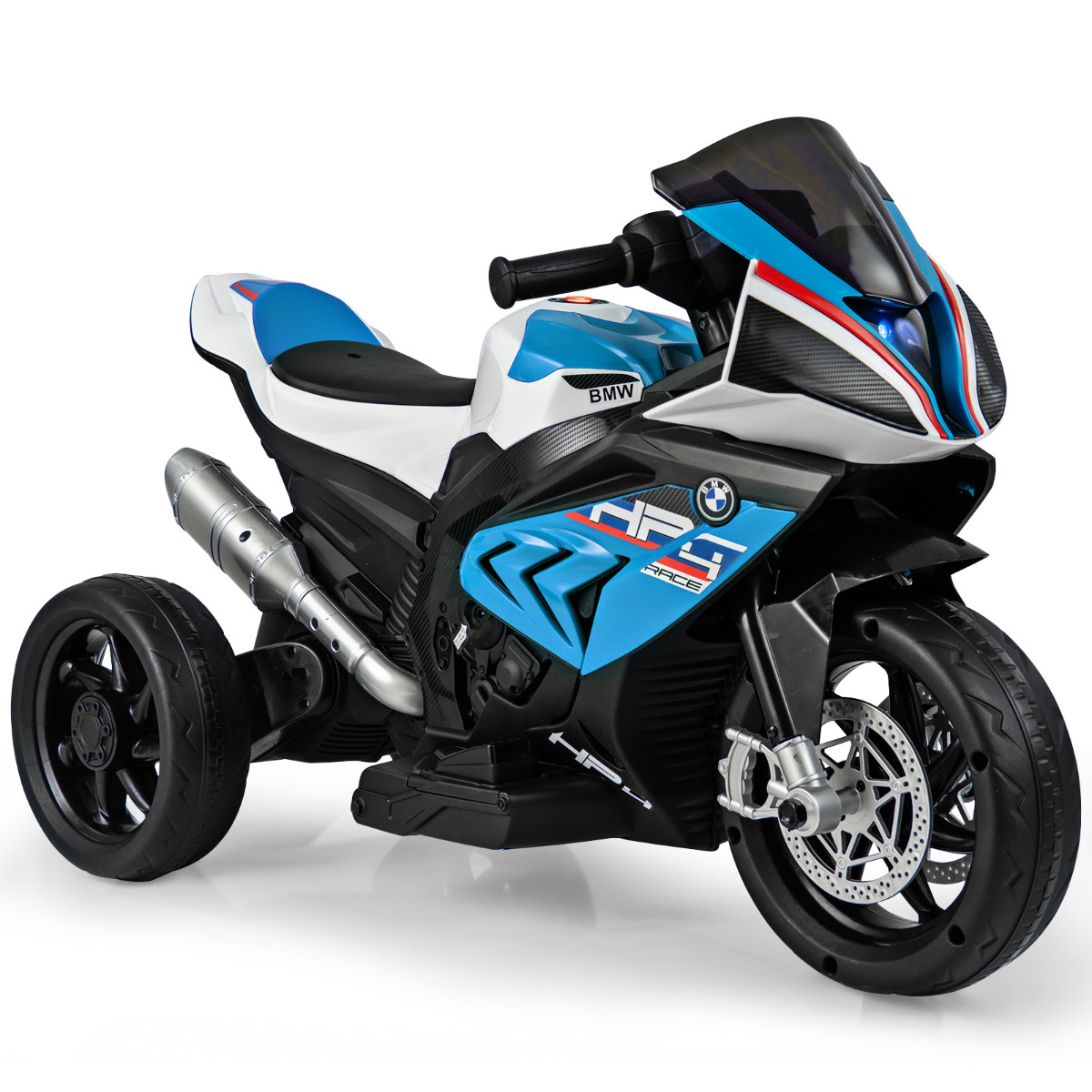 BMW 6V Moto Montable Infantil Motocicleta Eléctrica de 3 Ruedas con Faro Juguete para Niños de 37-96 Meses 82,5 x 42 x 54 cm Azul Costway