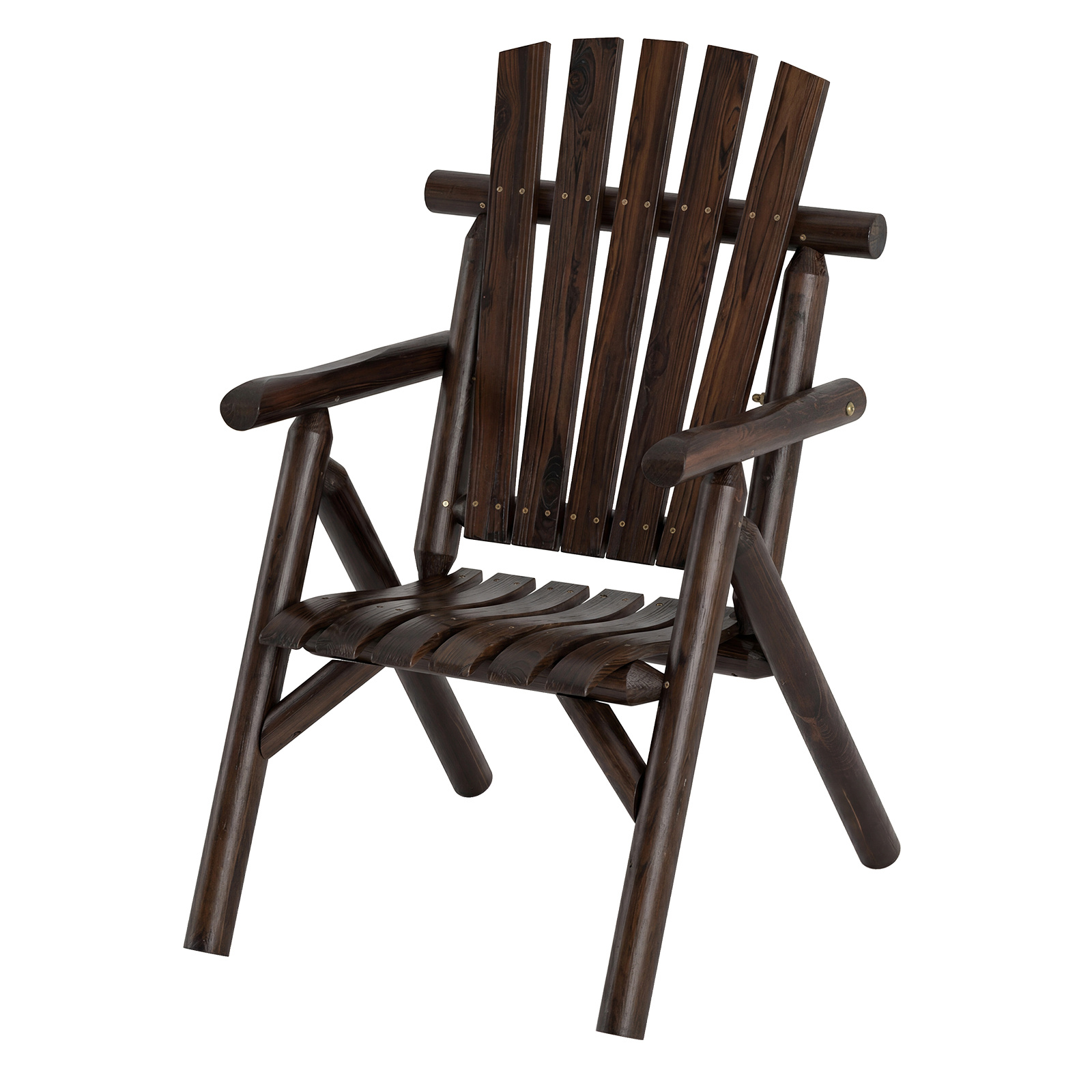 Banco de Jardín Individual Madera Respaldo Alto Reposabrazos Asiento Listones Carga 300kg Patio Terraza 80x66x107cm Marrón Costway