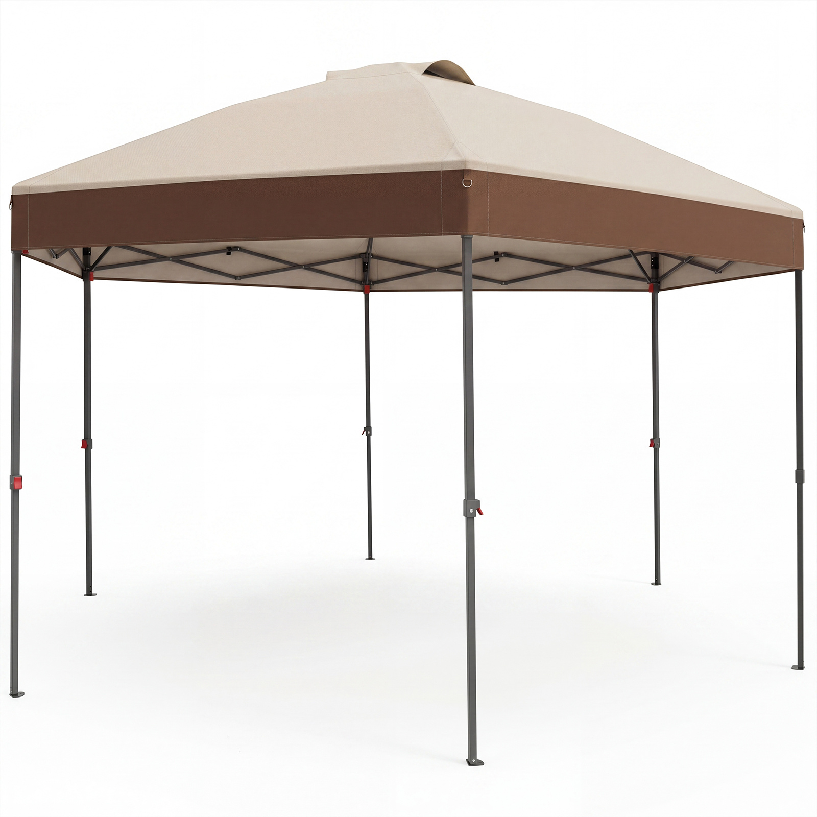 Carpa Plegable Cenador Jardín Altura Ajustable Marco Metálico Tejido Impermeable Cuerdas Estacas Bolsa Transporte para Camping Fiestas Caqui Costway