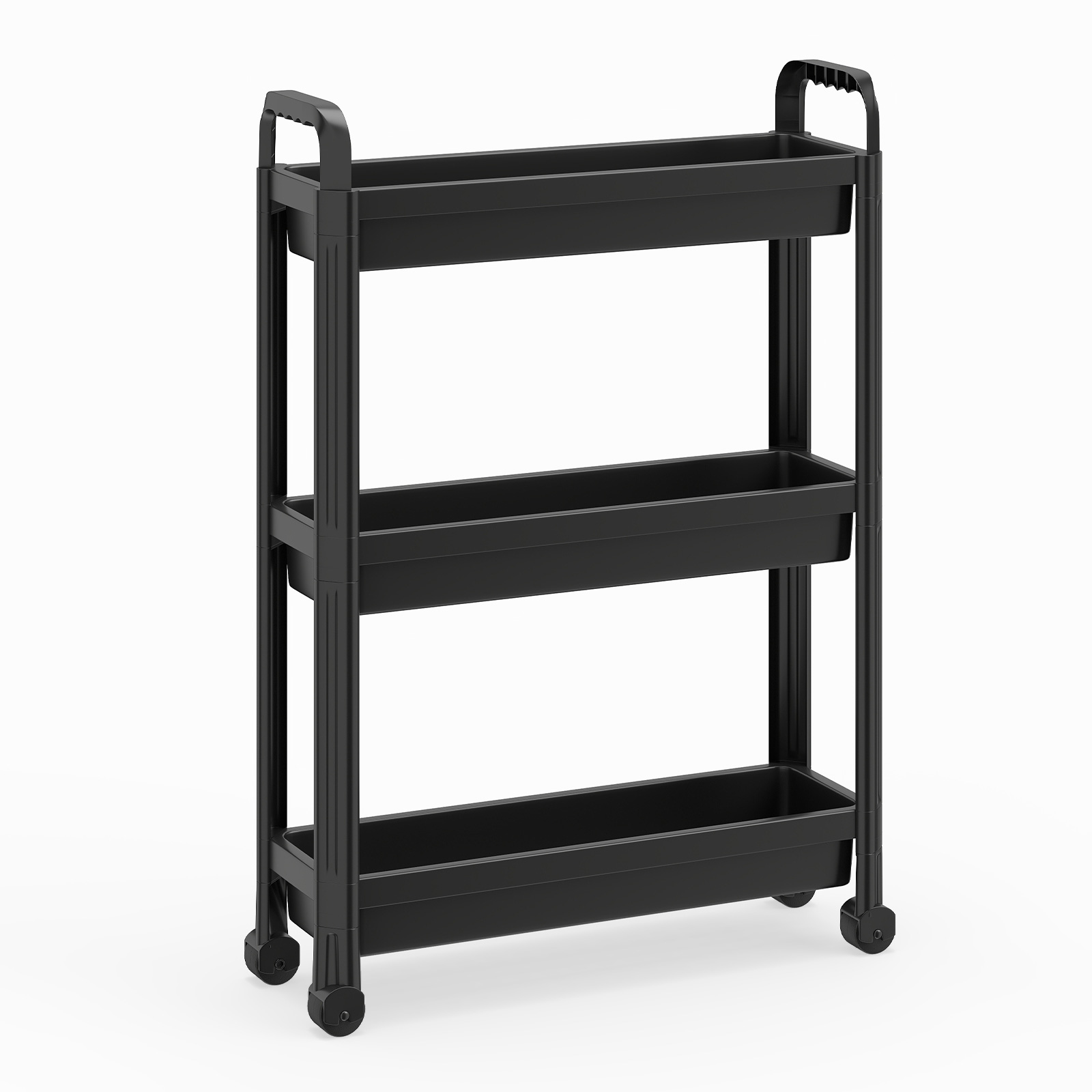 Costway Carrito Estrecho 3 Niveles con Ruedas y Asas Organizador Móvil para Cocina Baño Lavandería Oficina 54×18,5×76 cm Negro
