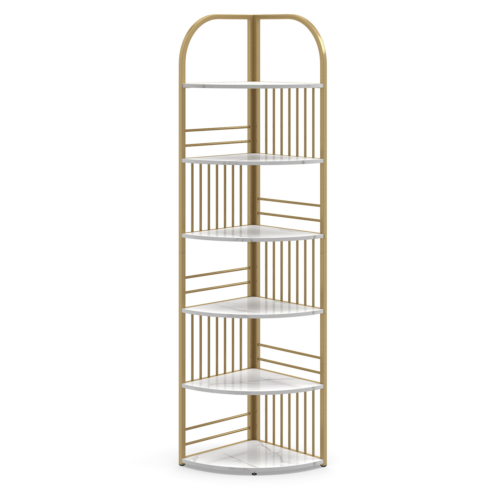 Estantería Esquina 6 Niveles 181,5cm Estructura Metálica para Plantas Exposición Vertical para Salón Dormitorio Oficina Blanco Costway