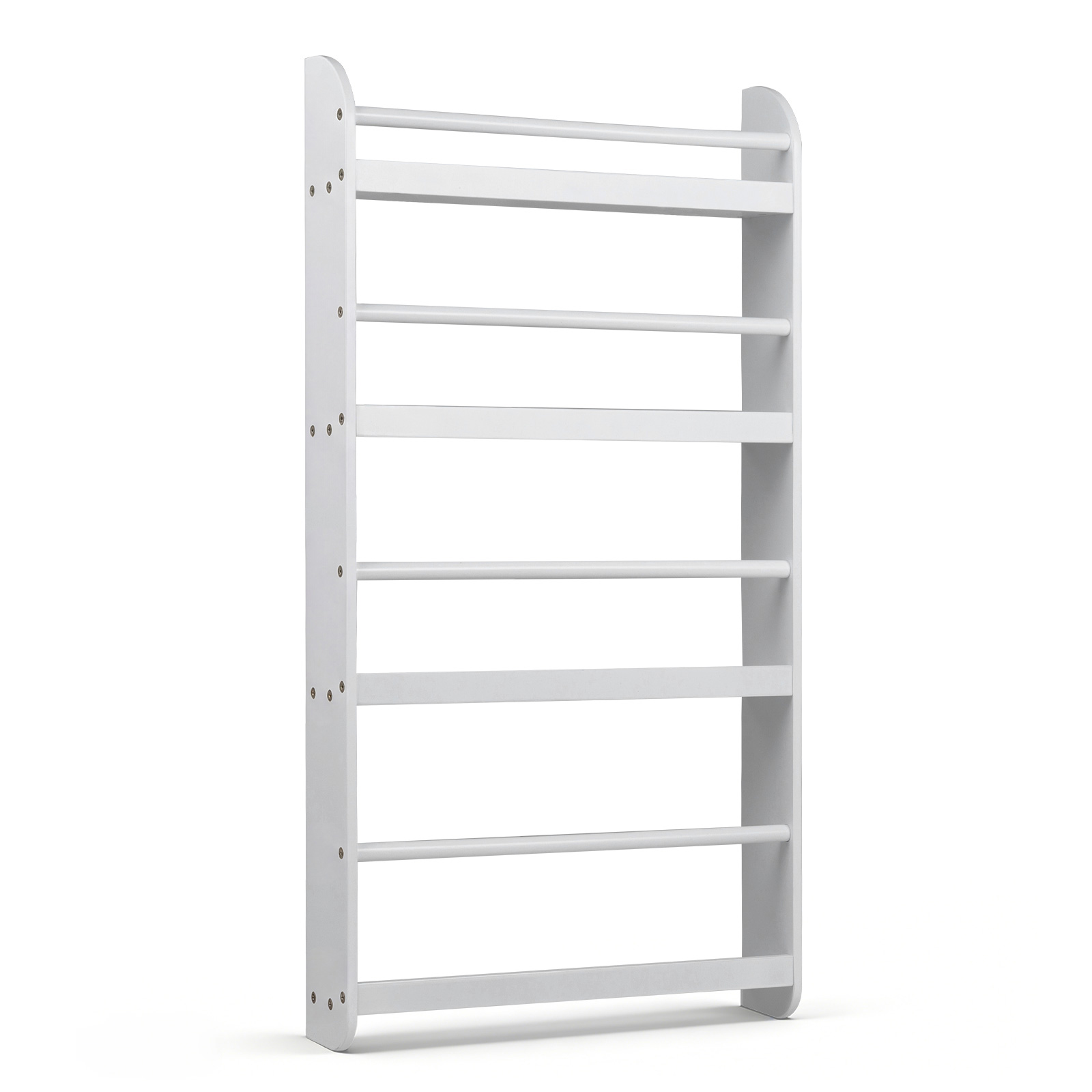 Costway Estantería Infantil Pared de 4 Niveles con Estantes Abiertos Barras Anticaída y Bordes Elevados para Habitación Infantil Aula Blanco