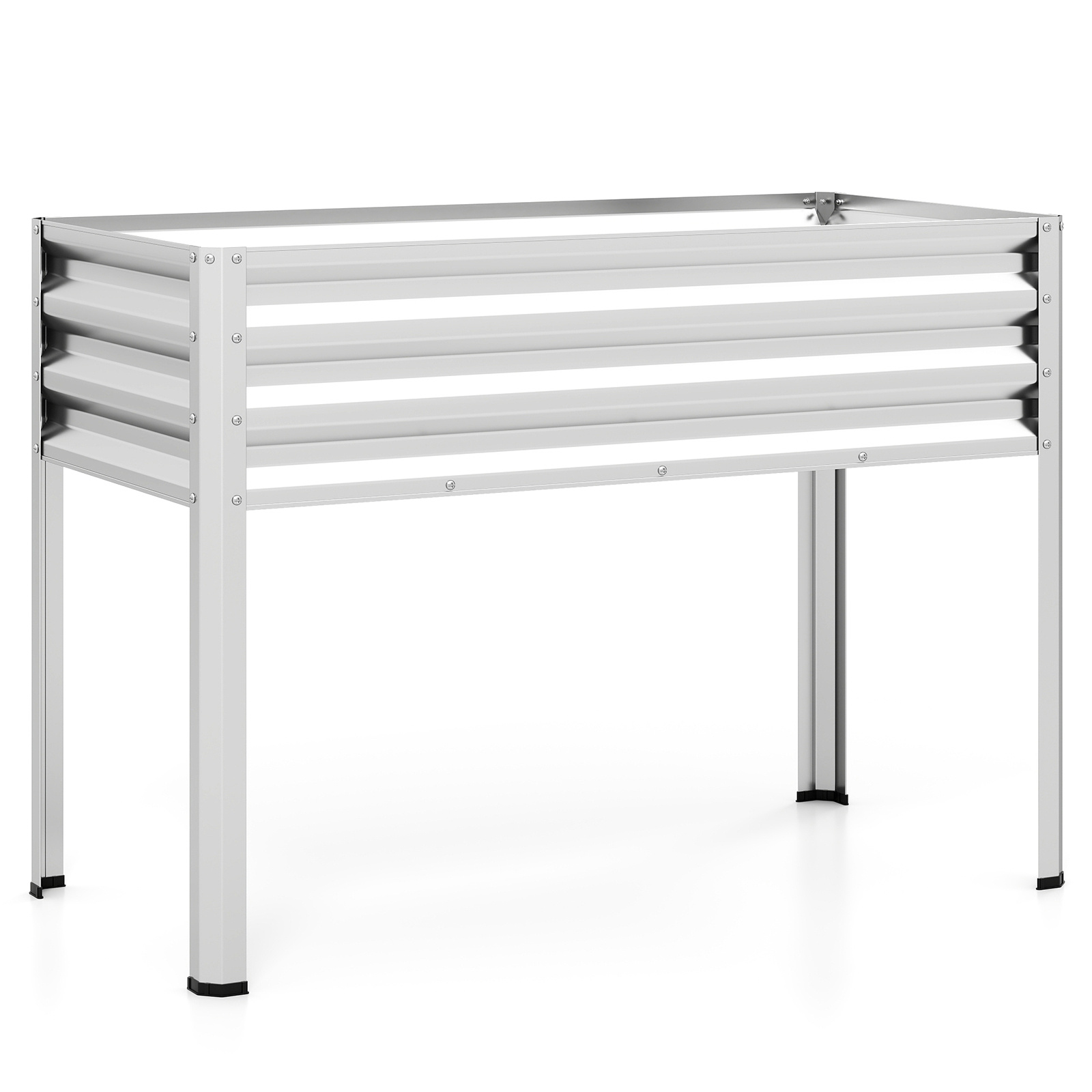 Costway Huerto Urbano Terraza Cama Elevada de Metal con Recubrimiento Electroforético y Drenaje para Verduras Flores Frutas Plata