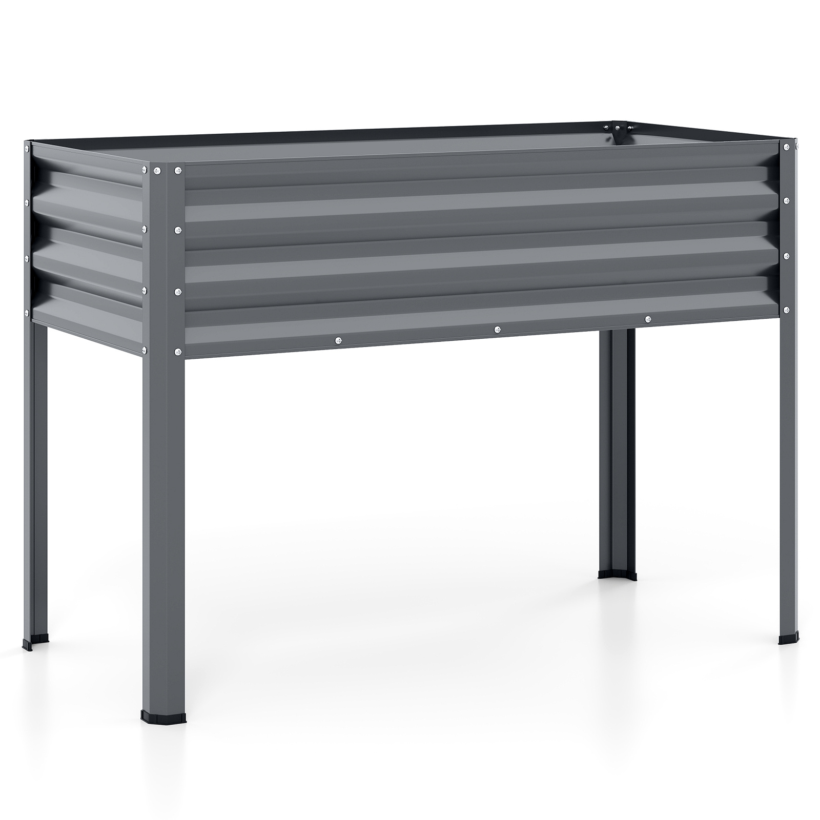 Costway Huerto Urbano Terraza Cama Elevada de Metal con Recubrimiento Electroforético y Drenaje para Verduras Flores Frutas Gris