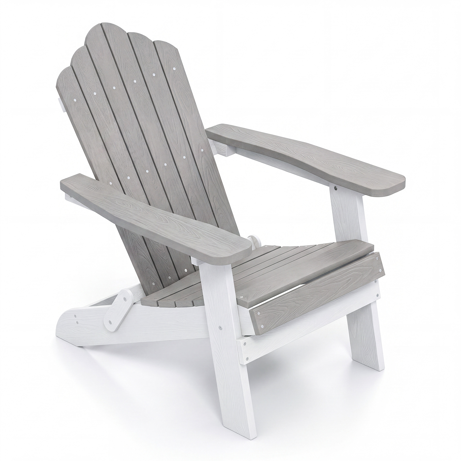 Juego de 2 Sillas Adirondack Plegables con Reposabrazos Anchos Respaldo Inclinado Asiento Listones 180kg para Terraza Patio Gris Costway