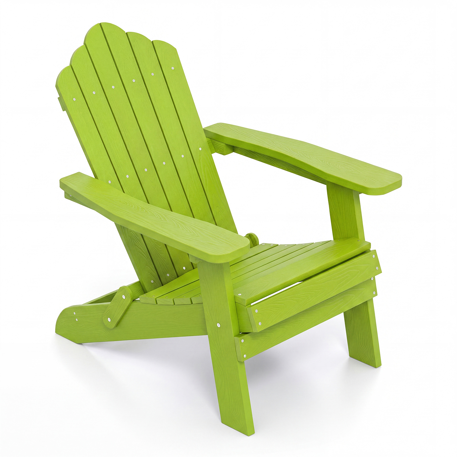 Juego de 2 Sillas Adirondack Plegables con Reposabrazos Anchos Respaldo Inclinado Asiento Listones 180kg para Terraza Patio Verde Costway
