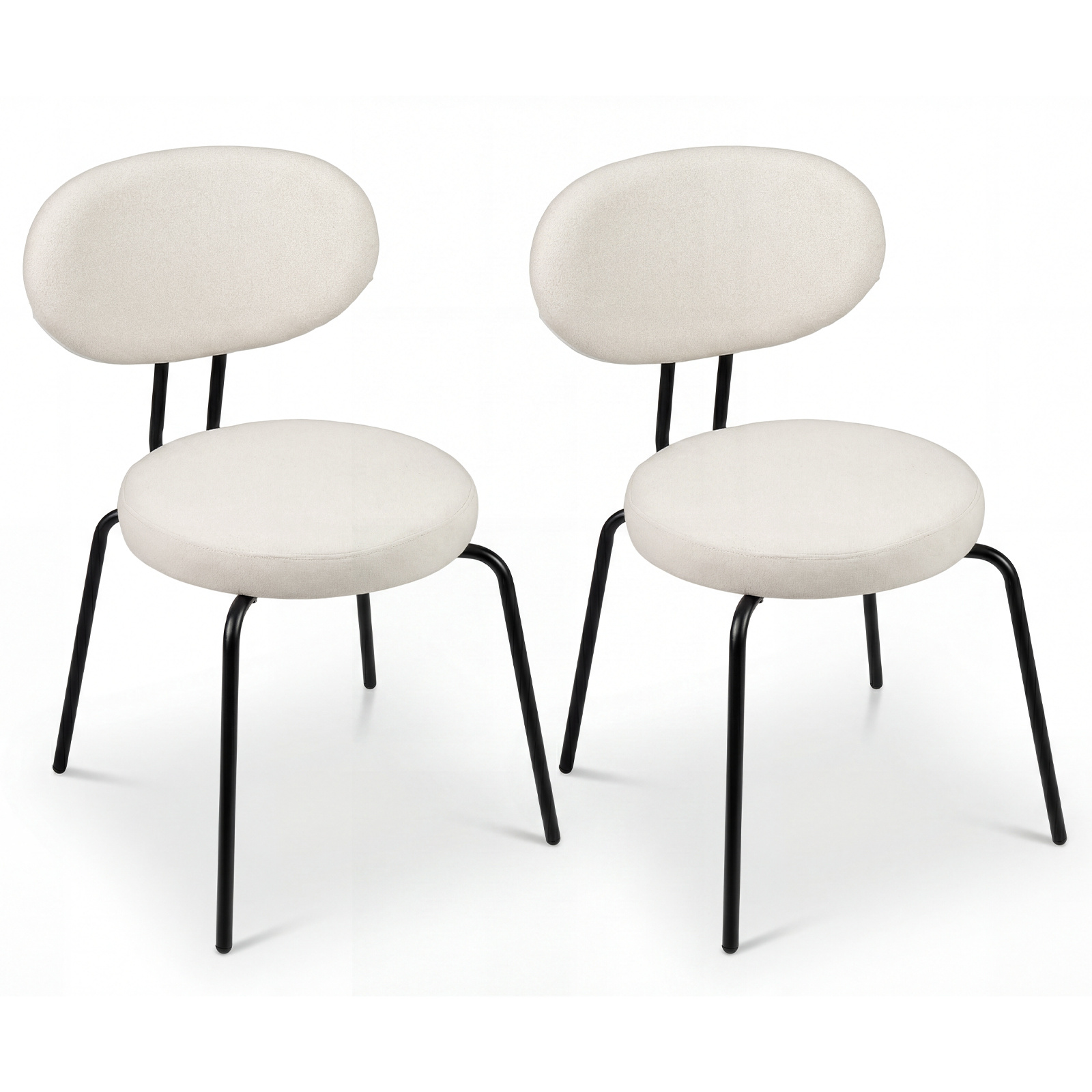 Juego de 2 Sillas de Comedor con Asiento y Respaldo Acolchados Estructura de Metal Carga 150kg para Restaurante Salón Crema Costway