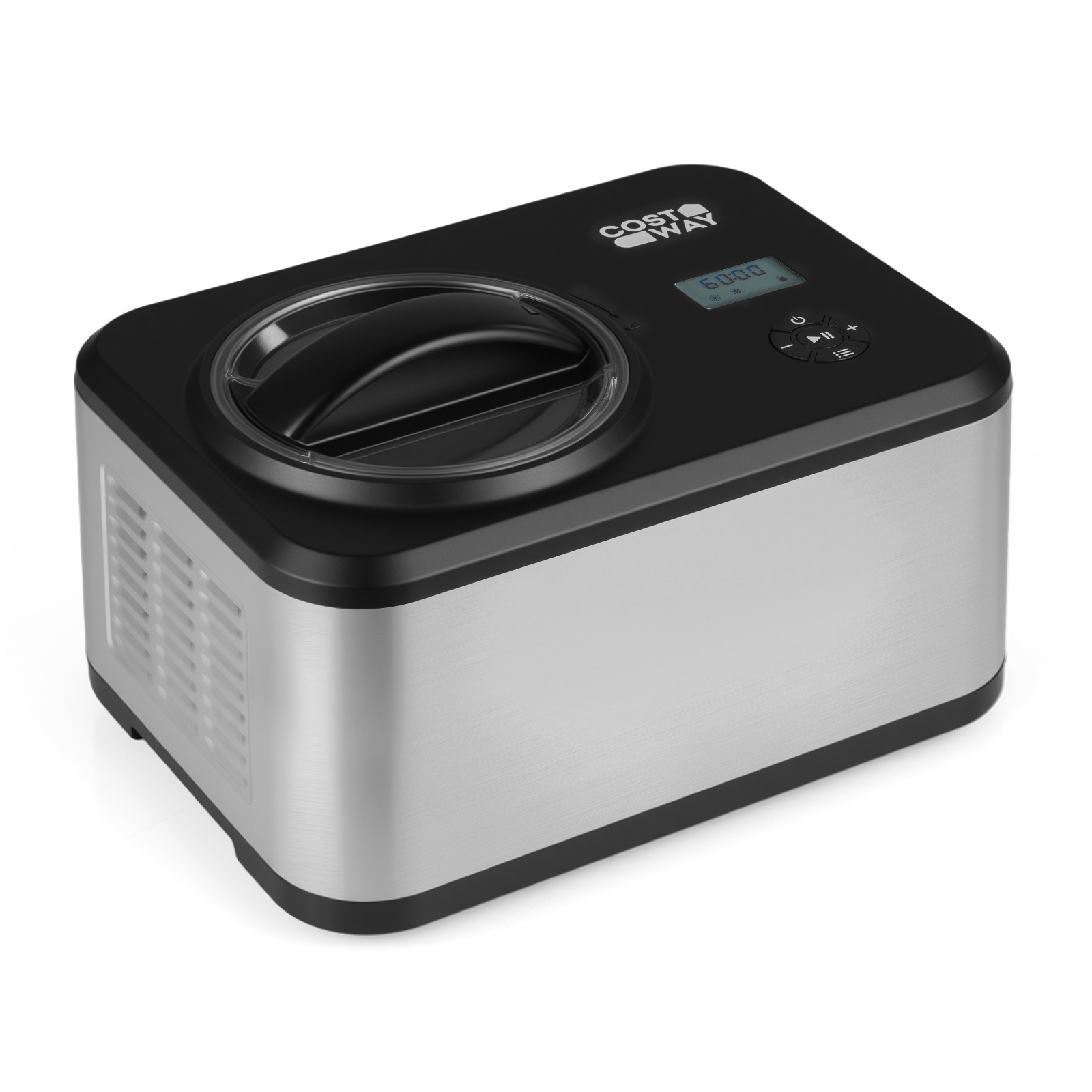 Costway Máquina de Helados 15L Acero Inoxidable con Compresor Integrado 4 Modos Pantalla LCD Temporizador para Gelato Sorbete Yogur Hogar