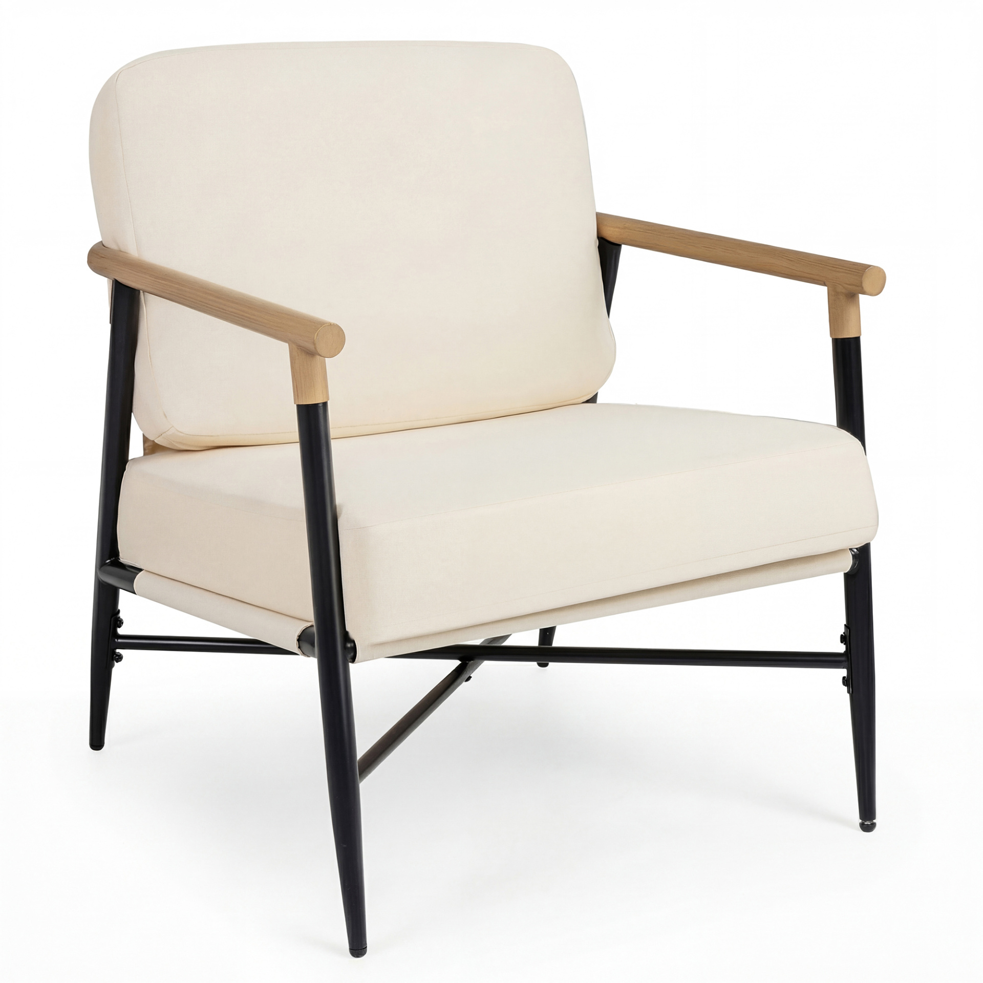 Costway Sillón Moderno de Salón Sillón de Acento con Cojines Desmontables con Cremallera Estructura de Metal y Patas Ajustables Cómodo Beige