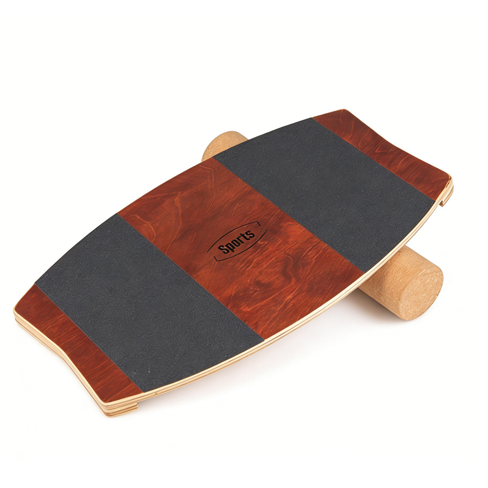 Tabla de Equilibrio de Madera con Rodillo de Corcho y Almohadilla de Fieltro Antideslizante para Surf Esquí Patinaje Marrón Costway