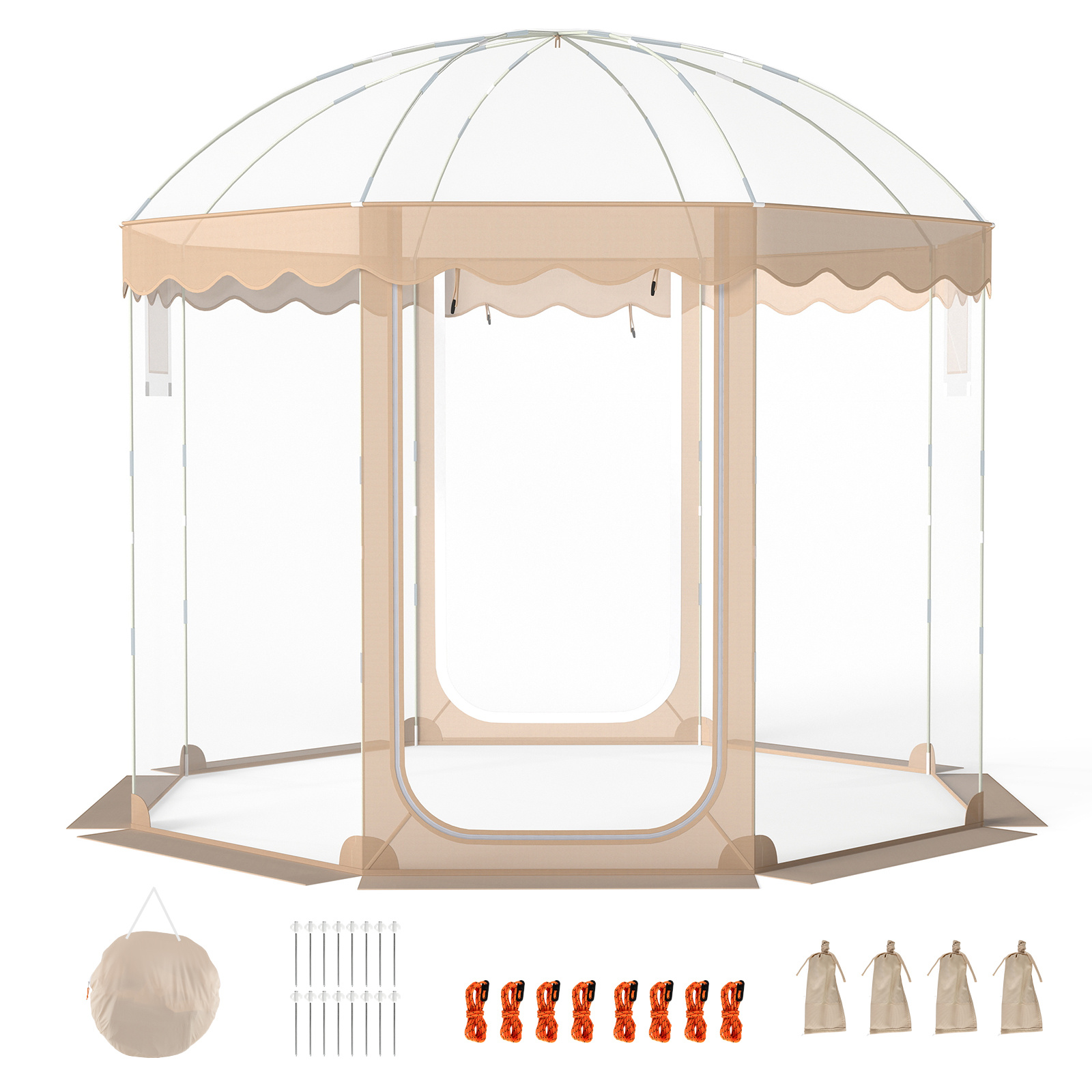 Costway Tienda de Campaña Burbuja Emergente para 8-10 Personas PVC Transparente Panorámico 540° Protección Frío Impermeable para Patio Exterior