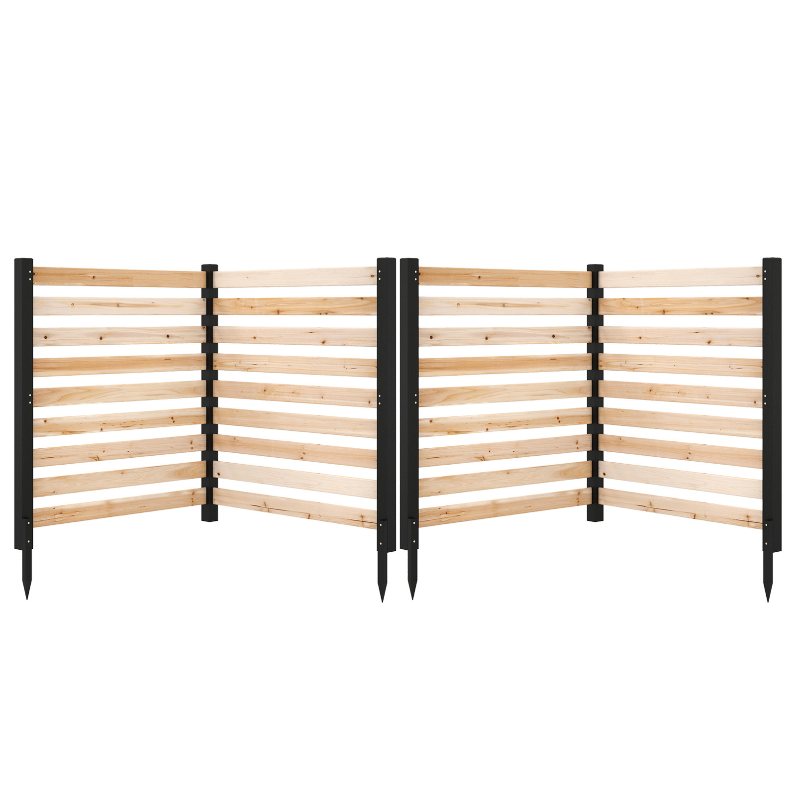 Valla de Jardín 4 Paneles Madera Abeto con Estacas y Listones Pantalla de Privacidad para Aire Acondicionado Cubo Basura 98x107cm Natural Costway