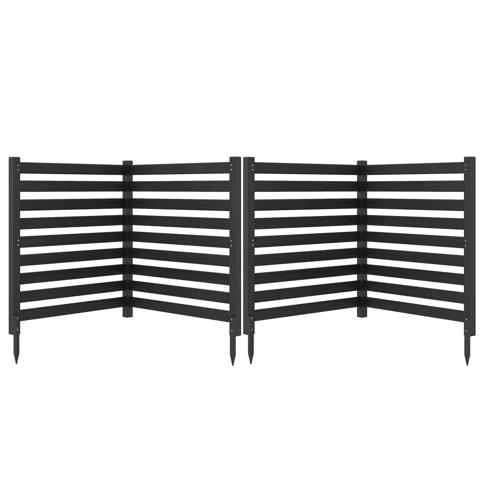 Costway Valla de Jardín 4 Paneles Madera Abeto con Estacas y Listones Pantalla de Privacidad para Aire Acondicionado Cubo Basura 98x107cm Negro