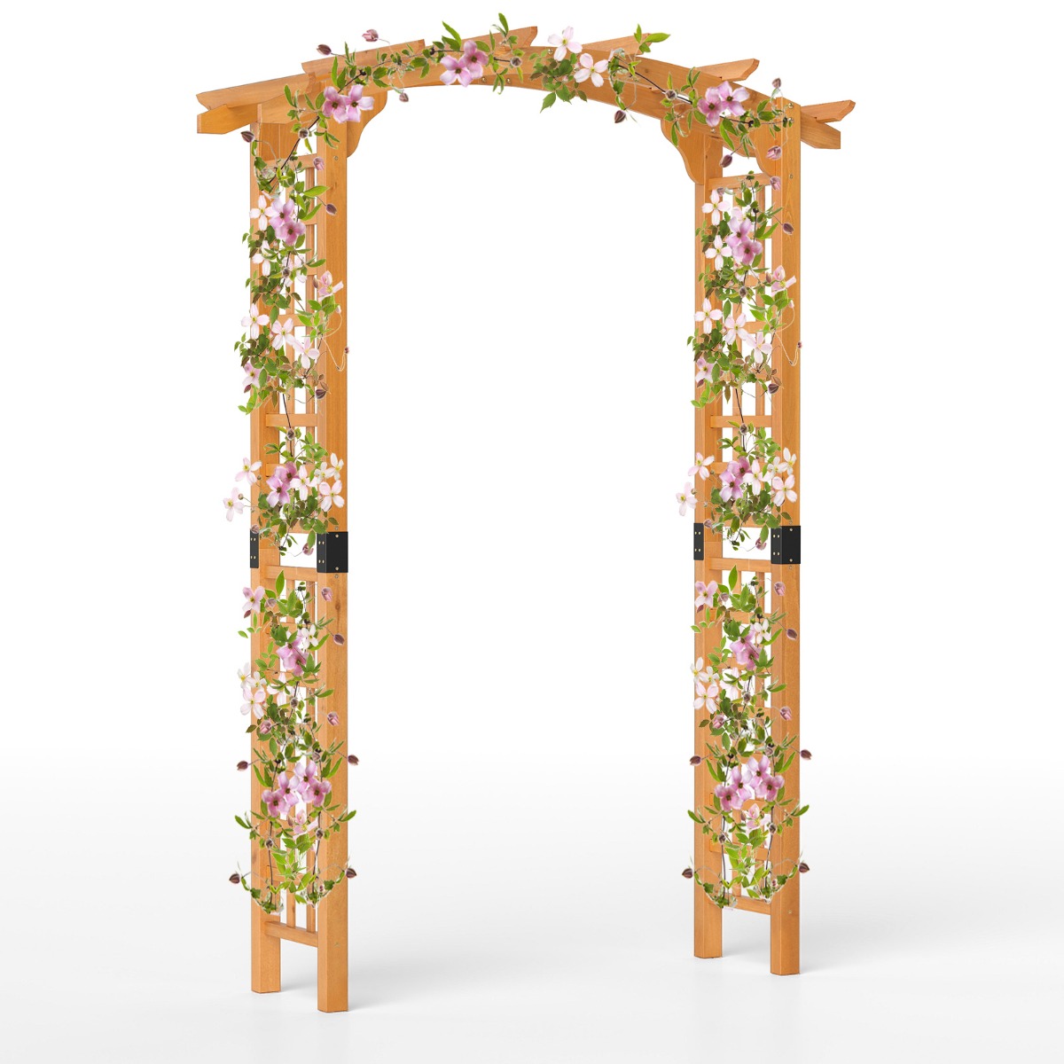 215/229 cm Arco de Madera de Jardín Enrejado de Exterior para Plantas Trepadoras Arco de Boda Naranja-Arco: Medio punto Costway
