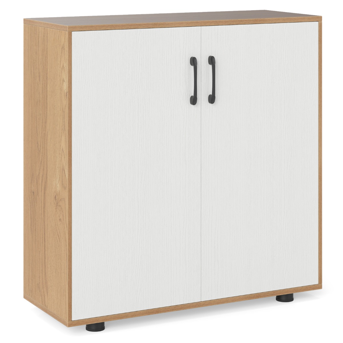 Armario de Almacenamiento de 2 Puertas Moderno con Estante Ajustable de 5 Posiciones Armario Independiente para Cocina Estudio-Natural Costway