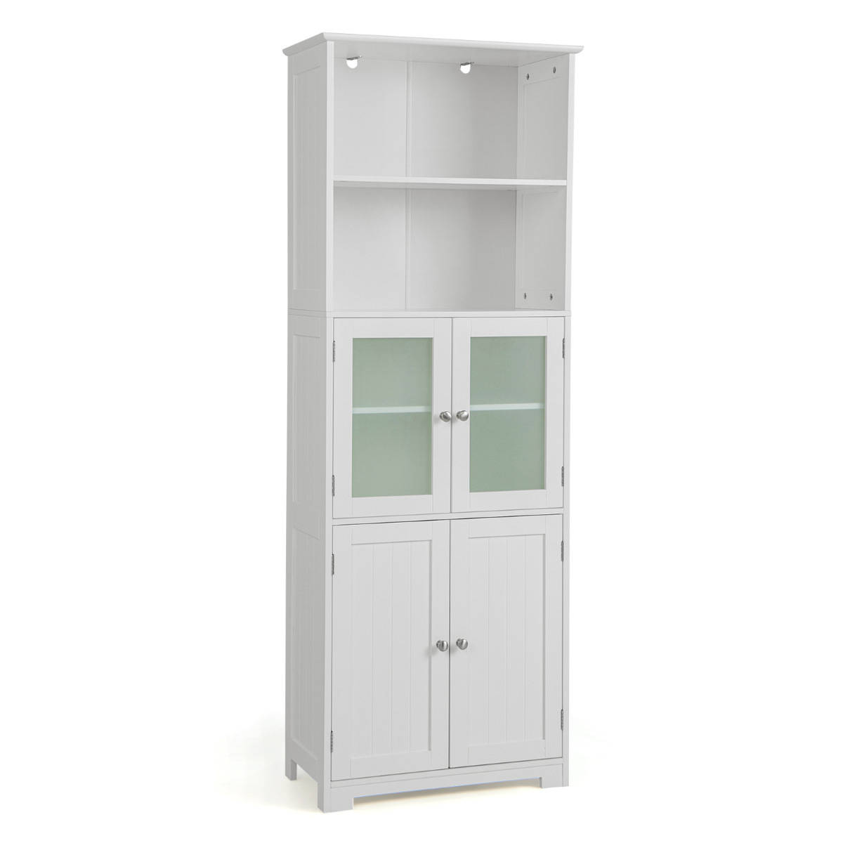 Armario Alto de Baño con 2 Puertas Cajón Estantes Ajustables Armario Independiente para Sala Dormitorio Cocina 60 x 30 x 163 cm Blanco Costway