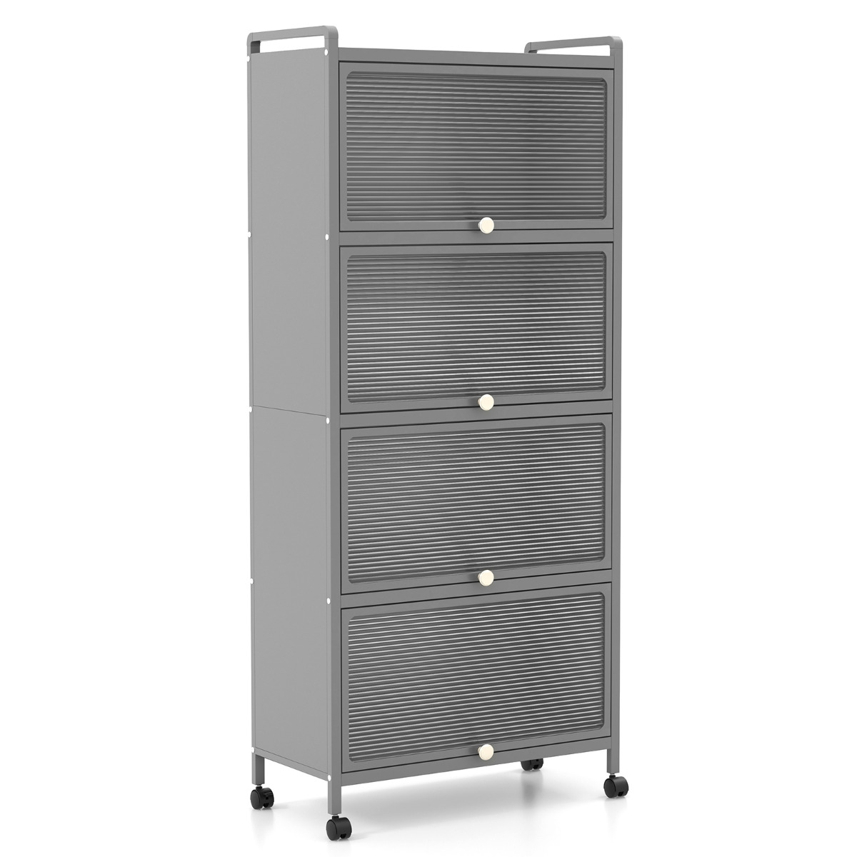 Armario con Ruedas Estantería de Cocina de 5 Niveles con Puertas Abatibles de PC 60 x 32 x 154 cm Gris Costway