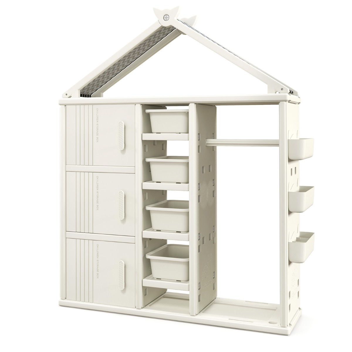 Armario de Almacenamiento para Niños Vestidor de Juego Infantil con Caja Estantes Cesta Lateral-Blanco Costway