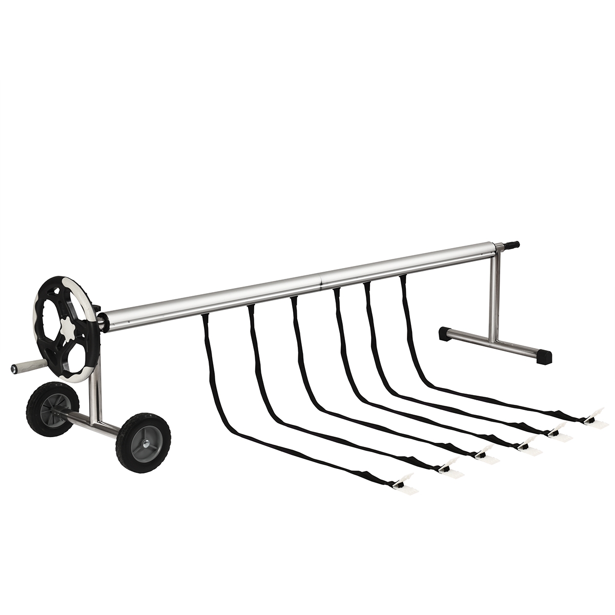 Costway Set Cobertura de Rodillo para Piscina en Aluminio con Manivela y Ruedas Cobertura Solar para Exterior 4,8 - 6,4 m