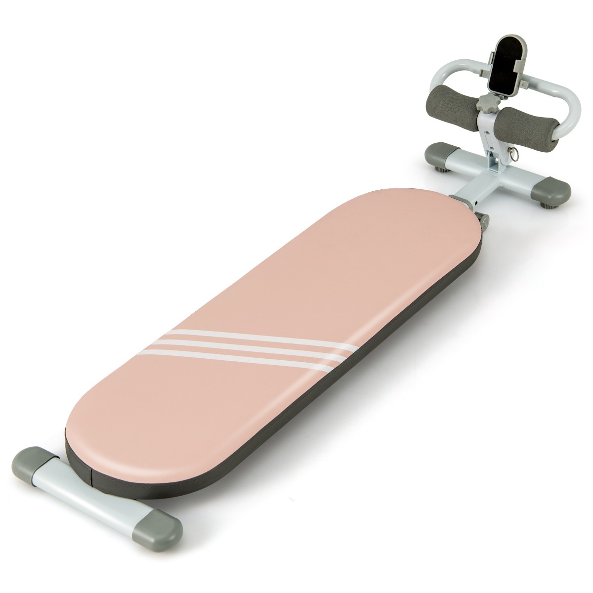 Costway Banco Multifuncional para Abdominales Plegable para 14-18 Años Banco de Ejercicios con 3 Ángulos y Longitud Ajustables Carga 150 kg Rosa
