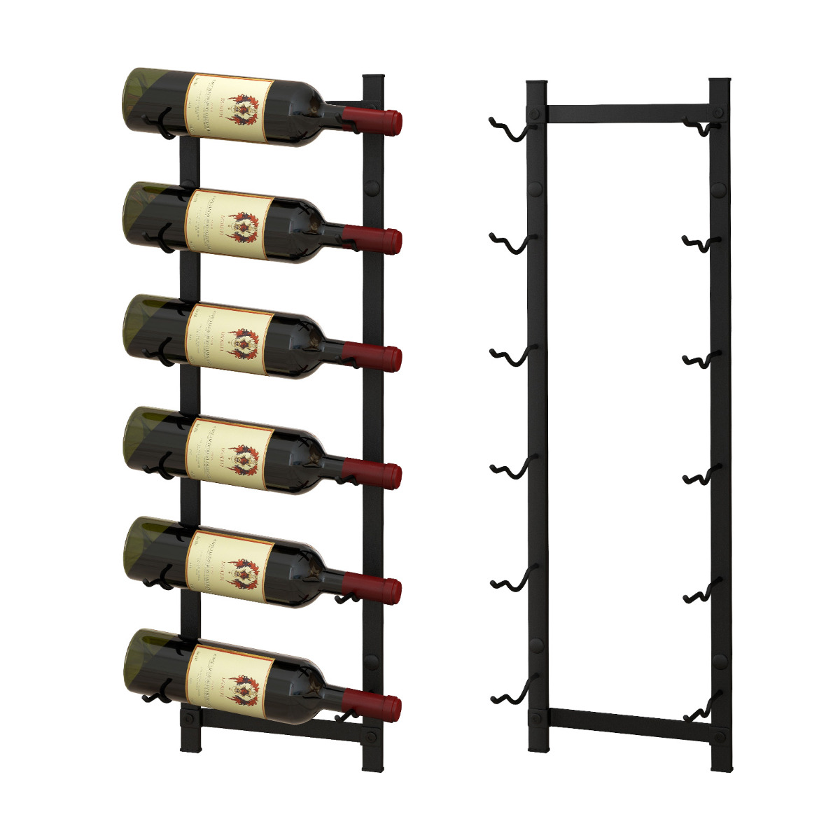 Botellero de Pared para 6 Vinos Soporte Colgante Metal Inoxidable para Botellas de Vino Estante de Vino Vertical para Cocina Comedor Bar Costway