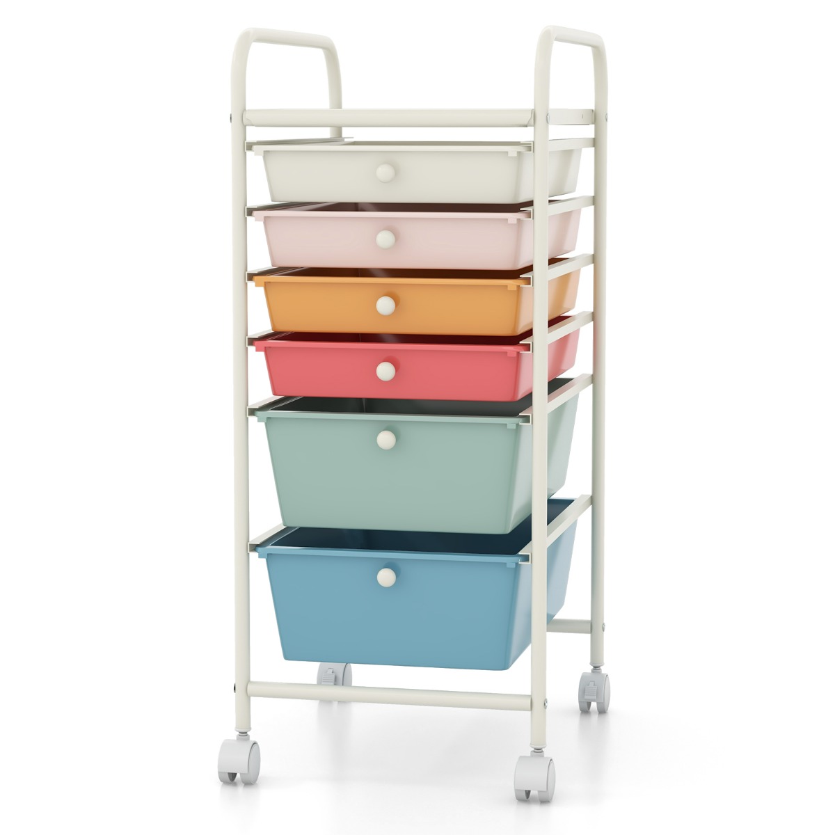 Carrito con Ruedas Baño Carro Auxiliar Almacenamiento con 6 Cajones Apilables Extraíbles para Cocina Oficina 34 x 43,5 x 76 cm Multicolor 1 Costway