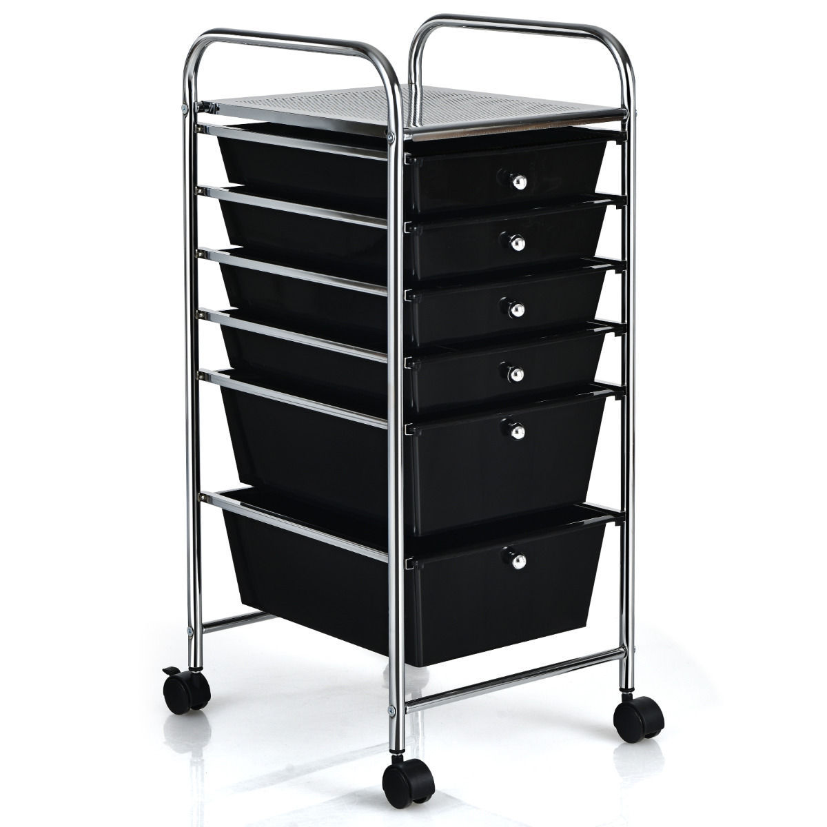 Carrito con Ruedas Baño Carro Auxiliar Almacenamiento con 6 Cajones Apilables Extraíbles para Cocina Oficina 34 x 43,5 x 76 cm Negro Costway