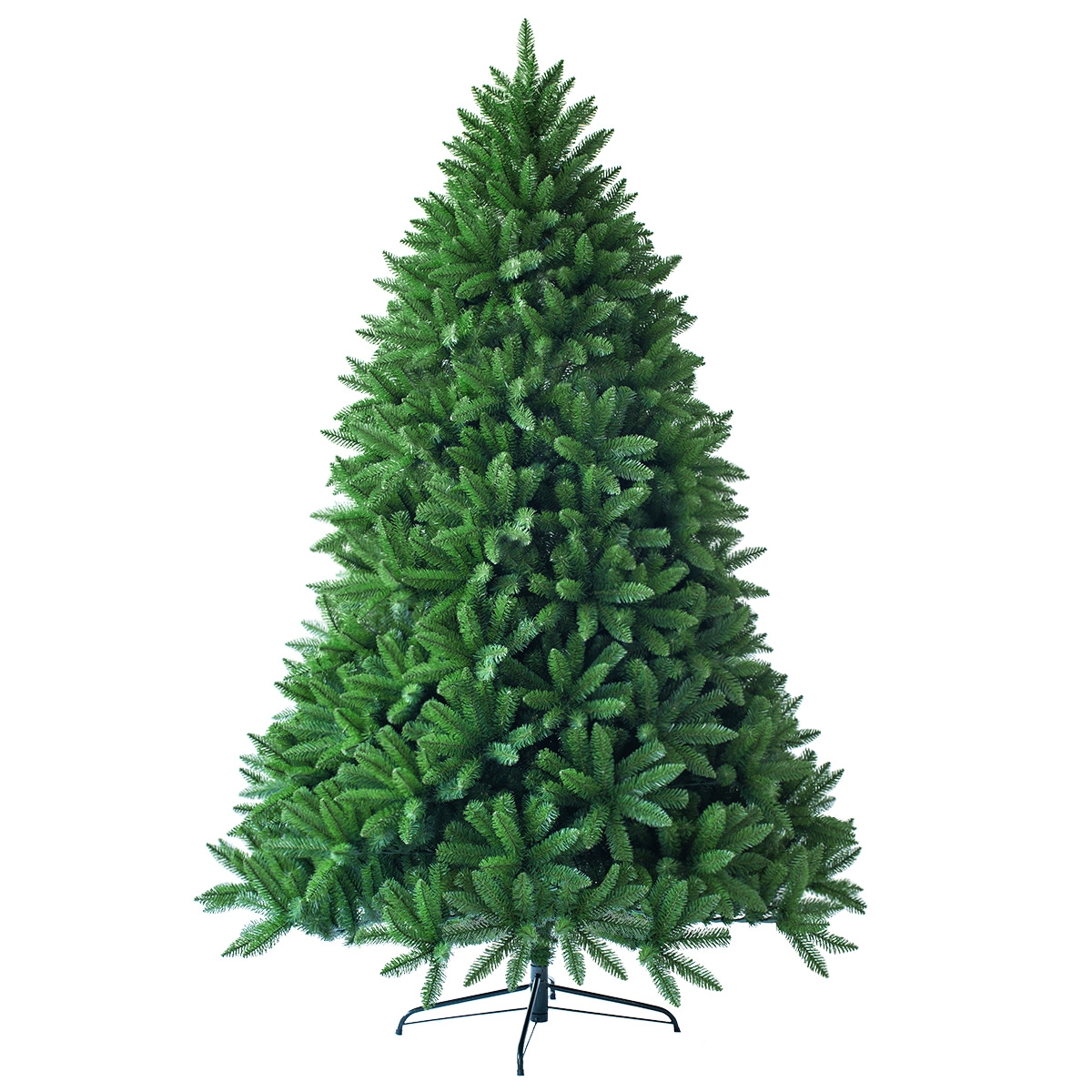 Costway 1,5m Árbol de Navidad No Iluminado con 600 Ramas Abeto Artificial con Base de Metal Resistente Verde