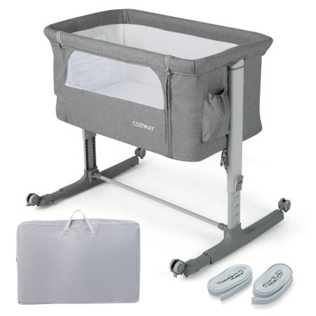  Pamo Babe Centro de guardería portátil para bebés, cuna plegable  con cambiador y ruedas (gris) : Bebés