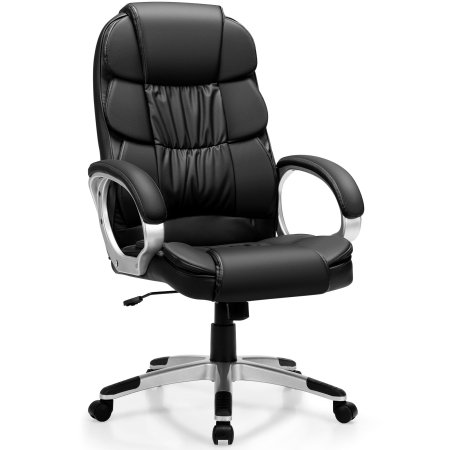  Sillas de escritorio con reposabrazos, silla de oficina de piel  sintética, ergonómica, espalda media, ajustable, silla ejecutiva para  computadora doméstica con ruedas, giratoria de 360° : Productos de Oficina