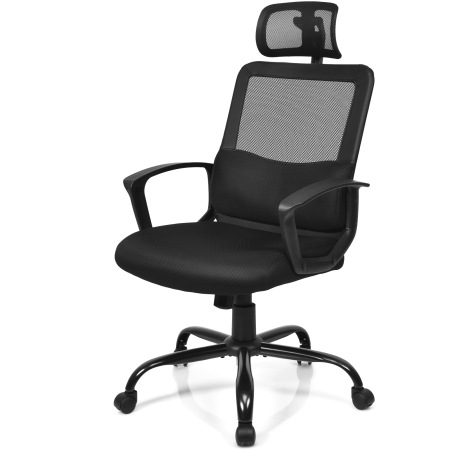 COSTWAY Silla de oficina ergonómica con reposapiés retráctil, silla  ejecutiva reclinable de respaldo alto con reposacabezas y reposabrazos  ajustables