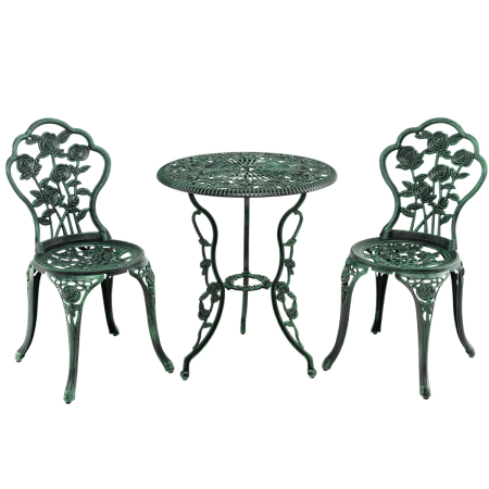 Costway Juego de mesa y 2 sillas de jardín Juego de 3 piezas para exterior  en metal color bronce Costway Modern