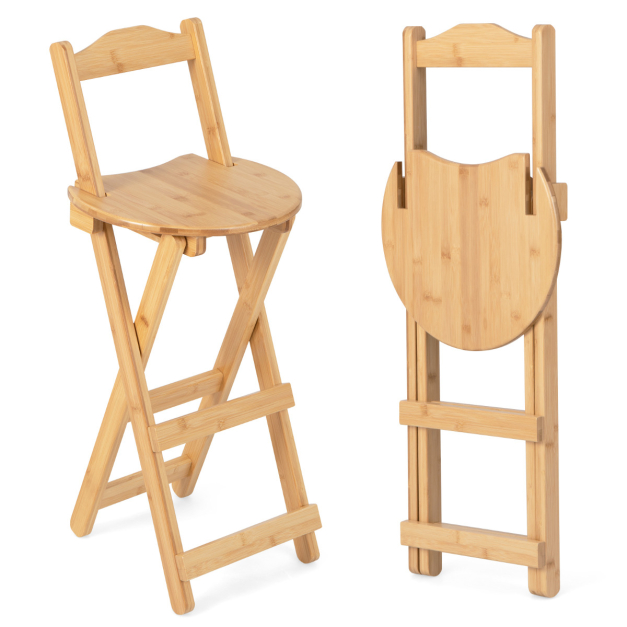 Taburete alto plegable de madera maciza, instalación en el hogar, ahorro de  espacio libre, sillas de comedor portátiles con respaldo, silla de Bar de