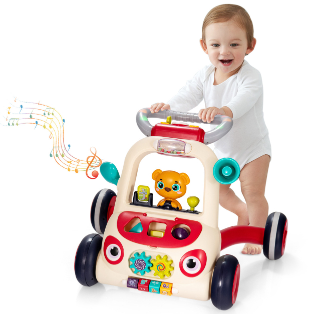 Winfun Tren De Aprendizaje 2 En 1 – Andador Y Paseo Con Botones Iluminados Y Sonidos Para Bebés De 1 A 3 Años (Multicolor, Incluye Pilas AA)