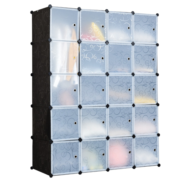 Armario Modular de 20 Cubos 35 x 45 x 35 cm Plástico con Puertas Fácil de  Montar para Sala de Estar Dormitorio - Costway