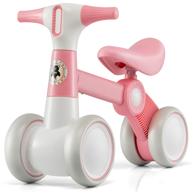 Bicicleta sin pedales para niños de madera natural rosa