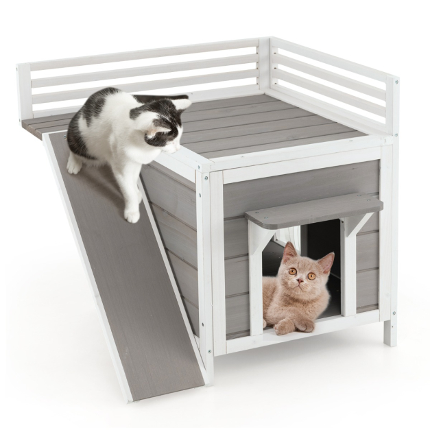 Caseta para gatos de madera con aislamiento tamaño L
