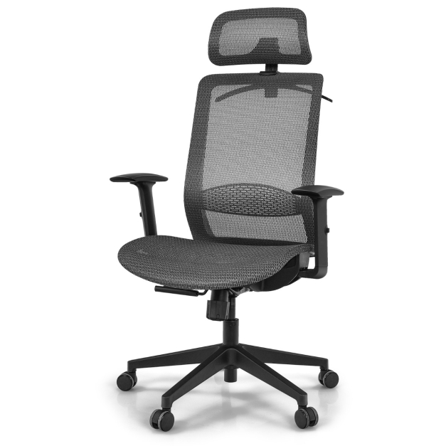 Silla ergonómica para el hogar, sillas de oficina grandes ajustables con  soporte lumbar, respaldo de malla transpirable con reposacabezas ajustable