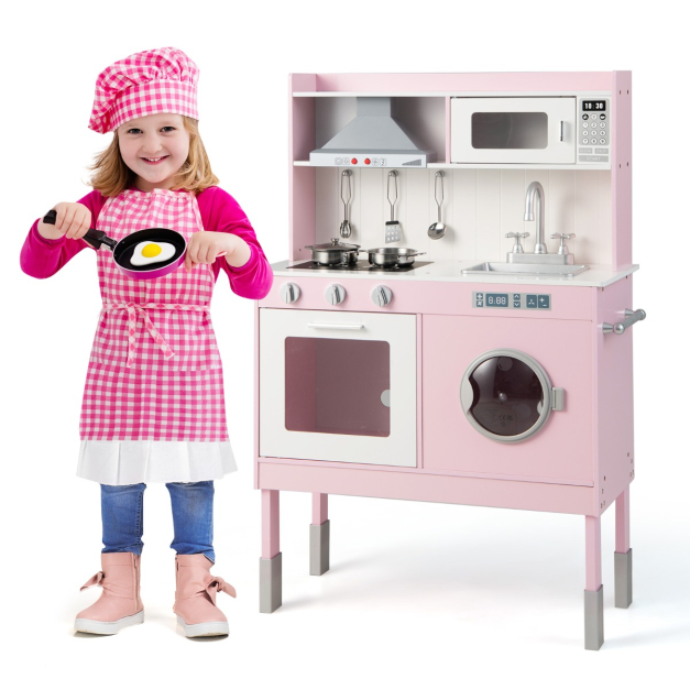 Cocina Juguete para Niños Juego de Cocinita Infantil de Madera con Campana  Extractora Refrigerador Estufas Set Cocina Simulada para 3+ Años - Costway