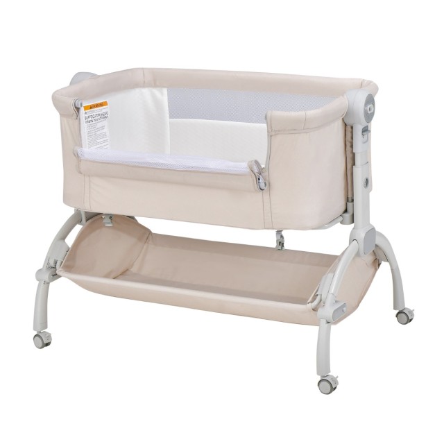 INFANS Cuna de bebé 3 en 1, cama de noche para recién nacido, cuna plegable  con colchón, bolsa de viaje, ruedas, malla de 4 lados, fácil de montar