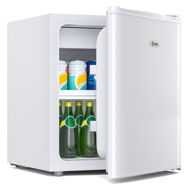 46L Mini Frigorífico con Congelador de 48 L Estantes Extraíbles para  Bebidas Oficina y Apartamento Blanco - Costway