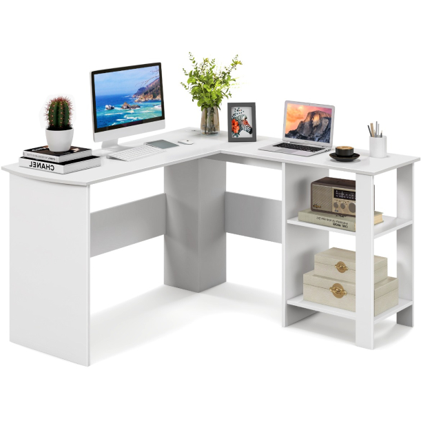 Escritorio esquinero, escritorio de esquina para computadora para espacio  pequeño, escritorio de esquina para dormitorio con estantes de
