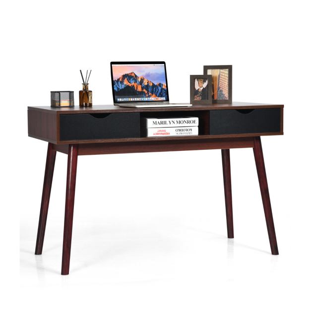 Mesa de escritorio con estante y bolsa de tela - mesa para ordenador,  mueble de oficina, mobiliario