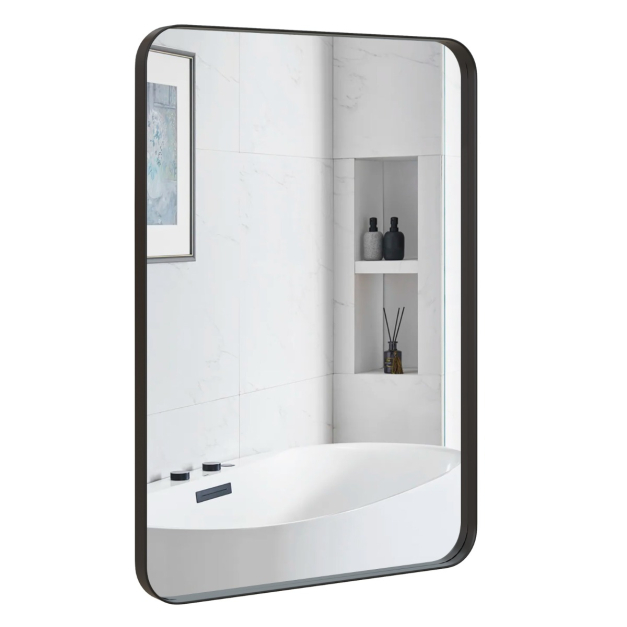 Espejo de Cuerpo Entero para Pared con 2 Set de Ganchos Regulables para  Habitación Baño Entrada Negro 107 x 1,5 x 36,5 cm - Costway