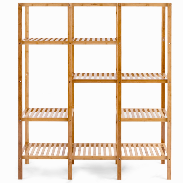 Estantería de bambú, estantería de 6 niveles, estantería alta para libros,  estantes ajustables de almacenamiento multiusos, soporte para plantas para