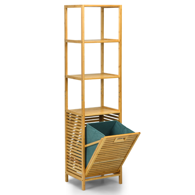 Cesto de lavandería con estantes de 3 niveles, cesta inclinable