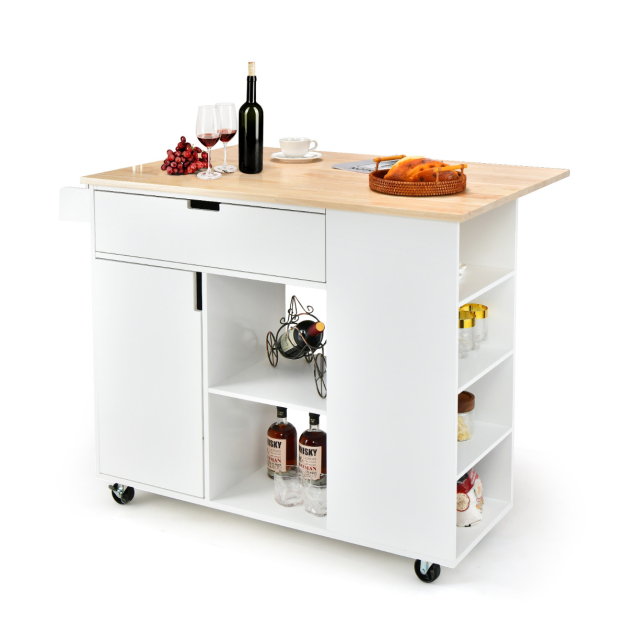 Belleze - Carrito de cocina con ruedas Carrito de almacenamiento de  gabinete, Carrito rodante de almacenamiento resistente, color negro, blanco