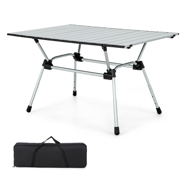 Mesa de camping plegable alumino negro mesita picnic regulable altura con  bolsa